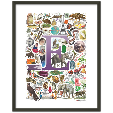 E is for Explore - a poster with English E words