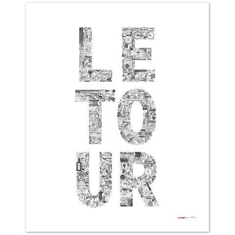 LE TOUR blanc - a Tour de France bicycle poster