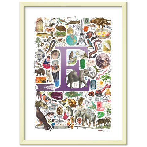 E is for Explore - a poster with English E words