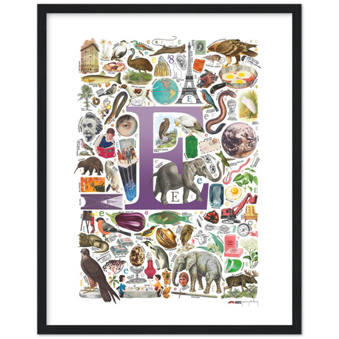E is for Explore - a poster with English E words