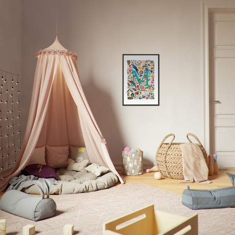 M is for Magical - a poster with English M words