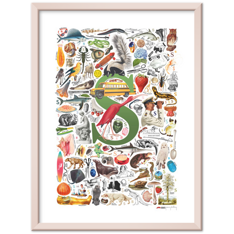 S is for Surprise - a poster with English S words