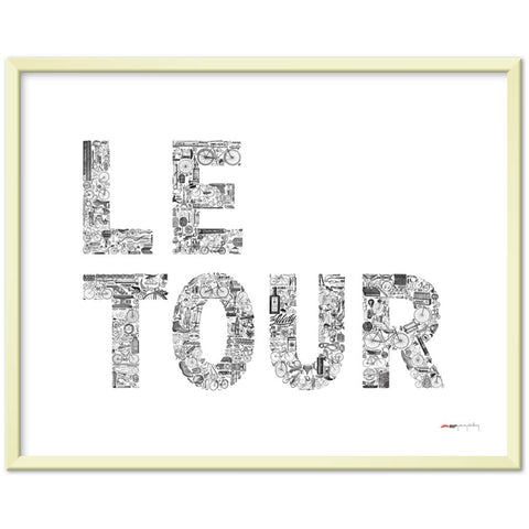 LE TOUR blanc - a Tour de France bicycle poster