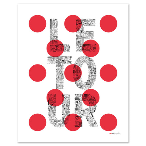LE TOUR pois rouges - a Tour de France bicycle poster