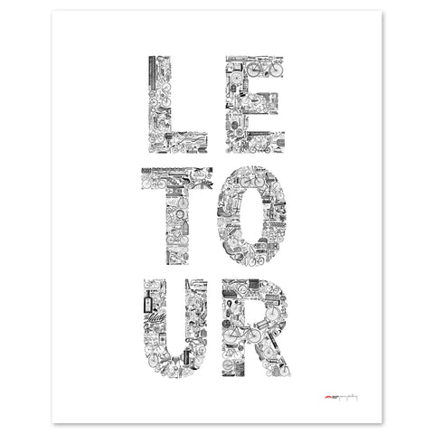 LE TOUR blanc - a Tour de France bicycle poster