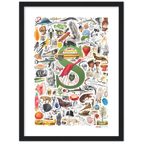 S is for Surprise - a poster with English S words