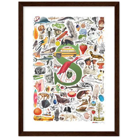 S is for Surprise - a poster with English S words