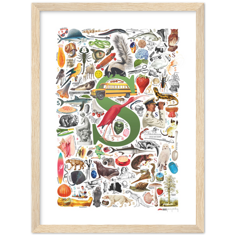 S is for Surprise - a poster with English S words