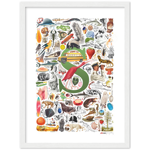 S is for Surprise - a poster with English S words